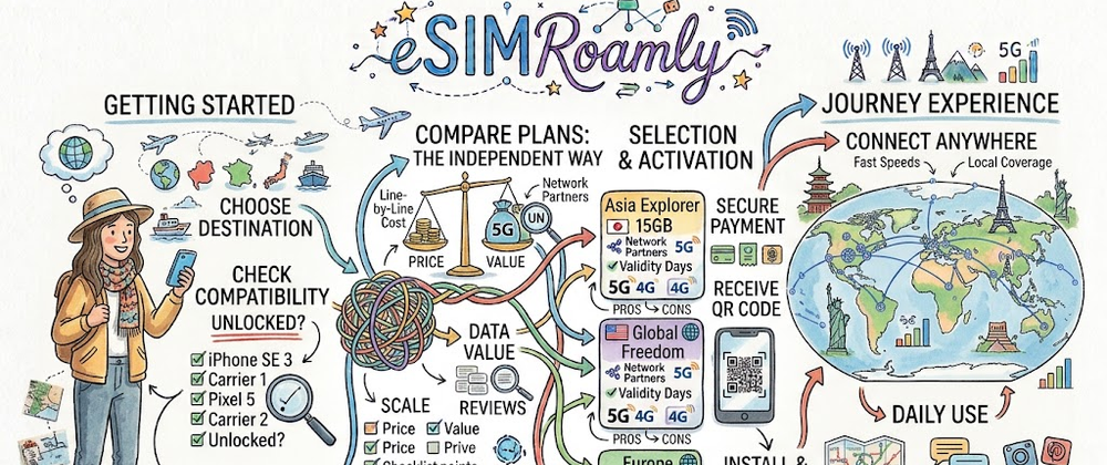 Cover image for # eSIMRoamly: A Simple Guide to Comparing Travel eSIM Plans Worldwide